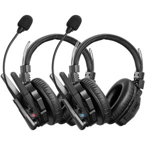 SYNCO Xtalk XMax2 Full-Duplex Wireless Intercom System with 2 Double-Ear Headsets (2.4 GHz) Random Master Device Design for Team Communication,Movie Shoot,Live Show Stage Performance (2PCS)