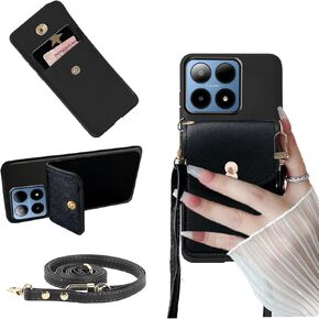 Crossbody Phone Case with Detachable Lanyard for Boost Mobile Summit 5G 6.6", Boost Phone Summit 5G Phone Cover Back Wallet Carbron Fiber Pattern | Card/Cash Holder PU Leather Wallet - Brown