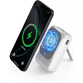 26800mAh Wireless Portable Charger, PD 22.5W Type-C Fast Charging Power Bank w/ Built in Cables, 5 Outputs Magnetic Travel Battery Pack w/ Stand LED Display for iPhone 16/15/14/13/12 Series-Black