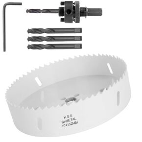 6 Inch Hole Saw, Acrux7 152mm Hole Saw for Cornhole Boards, Heavy Duty Bi-Metal Cornhole Hole Saw with Arbor & Hex Shank Drill Bit Adapter for Cornhole Game, Home Improvement(Green)