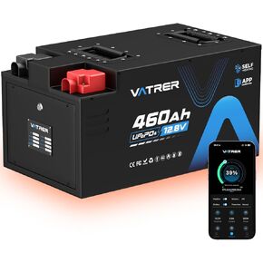 12.8V 460Ah Low Temp Cutoff LiFePO4 RV Battery, APP Monitoring, Built-in 250A BMS, Max. 3200W Load Power, 5880Wh Usable Energy, 5000+ Cycles Lithium Battery, Perfect for RV, Motorhomes and Off Grid