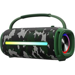 Portable Bluetooth Speaker, Outdoor Waterproof Wireless Speaker with Colorful Flashing Lights, 20W Super Bass, TWS Pairing Suitable for Outdoor, Party, Home, Beach, Travel (Black)