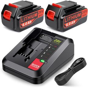 ARyee 6.0Ah 20V LBXR20 LBX4020 Lithium Battery Compatible with Black and Decker 20Volt Max LB20 LBX20 LBXR2020 LB2X4020-OPE LBXR20-OPE Cordless Power Drill Driver Tools