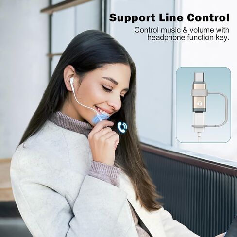 TiMOVO for Lightning to USB C Adapter Audio with Line Control, Lighting to USBC Adaptor for Headphones Earphone for iPhone 16/15 Series, iPad Air/Pro/Mini, Not for Charging and Data Transfer, White in Kuwait