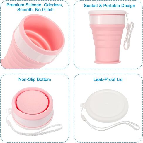 PATIKIL Collapsible Cup, 350mL Travel Folding Cup Silicone Portable Drinking Cup for Camping Hiking Outdoors, Gray in Kuwait