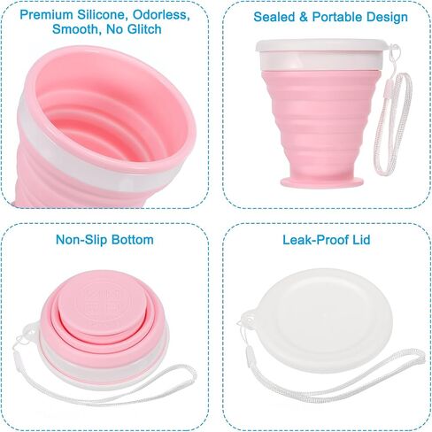 PATIKIL Collapsible Cup, 350mL Travel Folding Cup Silicone Portable Drinking Cup for Camping Hiking Outdoors, Gray in Kuwait