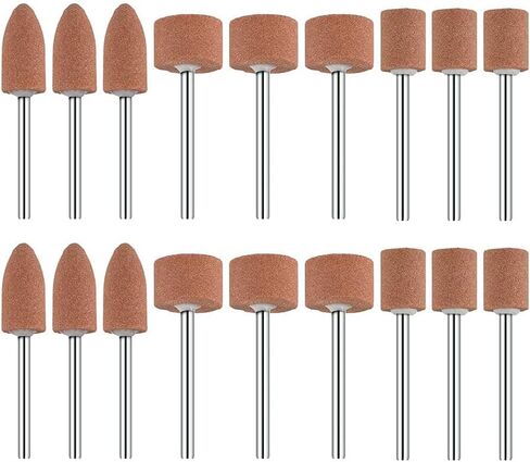 18pcs Rotary Grinding Stones, 1/8'' Shank 15MM Cylinder Shape Abrasive Stone Mounted Grinding Bits for Rotary Tools in Saudi Arabia