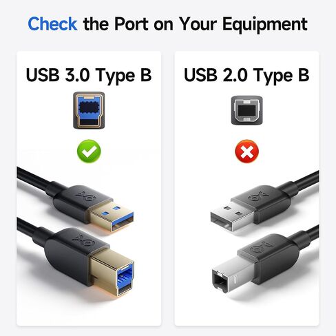 Cable Matters كابل USB 3.0 طويل بسرعة 5 جيجابت في الثانية، كابل USB A إلى B، بطول 10 أقدام، أسود in Kuwait