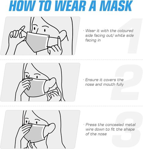 100 Pcs Disposable Face Cover 3-Ply Filter Non Medical Breathable Earloop Face Masks (Black) in Kuwait