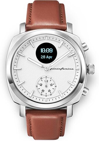pininfarina Senso Sport Hybrid Smartwatch - Analogue Watch with FKM Strap, Digital Display, & Fitness Tracker for Steps, Calories, & Sleep - Compass & GPS Tracking - Moonlight Silver in Saudi Arabia