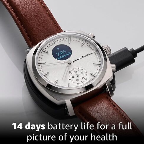 pininfarina Senso Sport Hybrid Smartwatch - Analogue Watch with FKM Strap, Digital Display, & Fitness Tracker for Steps, Calories, & Sleep - Compass & GPS Tracking - Moonlight Silver in Saudi Arabia