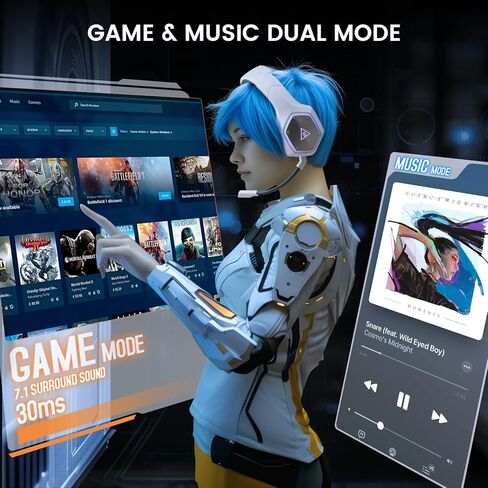 سماعات ألعاب لاسلكية 2.4 جيجا هرتز للكمبيوتر الشخصي ، PS4 ، PS5 ، سماعات الألعاب مع ميكروفون إلغاء الضوضاء ، 7.1 صوت محيطي ، سماعات ألعاب البطارية 36 ساعة للكمبيوتر ، الكمبيوتر المحمول ، سلكي 3.5 مم لأجهزة Xbox Serie in Kuwait