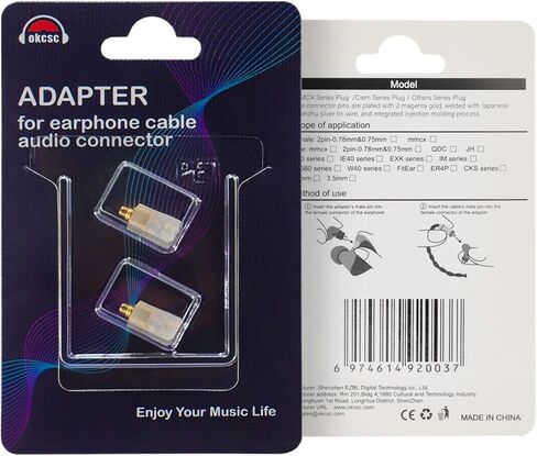 okcsc MMCX Cable Adapter to 2Pin Male Work for MMCX Cable Connected to for KZ AS10 zst TRN v80 x6 um3x w4r Mini Connector Transparent in Kuwait