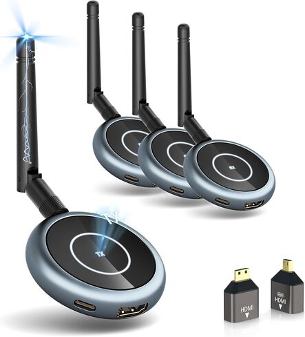 Wireless HDMI Upgrade Transmitter and 4 Receivers, Plug and Play Multiple Tvs, 5.8G/2.4G 1080P@ 60Hz 50M/165FT Stream Video Extender, PC, Laptop, TV Box, Monitors, Projectors (1TX+4RX) in Kuwait
