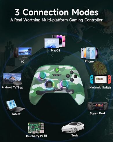 EasySMX X15 PC Controller - Enhanced Wireless Bluetooth Controller with Hall Joysticks/Hall Triggers/RGB Lighting - No Stick Drift, No Dead Zone - Work for Windows PC, Android, Steam and Switch in Kuwait