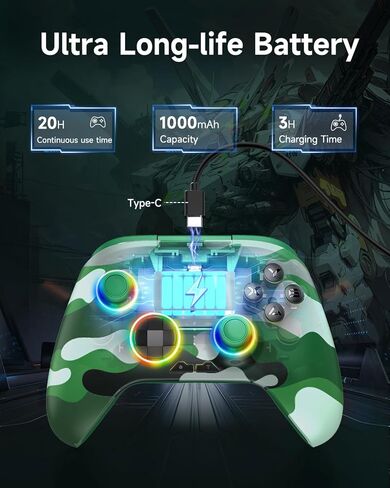 EasySMX X15 PC Controller - Enhanced Wireless Bluetooth Controller with Hall Joysticks/Hall Triggers/RGB Lighting - No Stick Drift, No Dead Zone - Work for Windows PC, Android, Steam and Switch in Kuwait