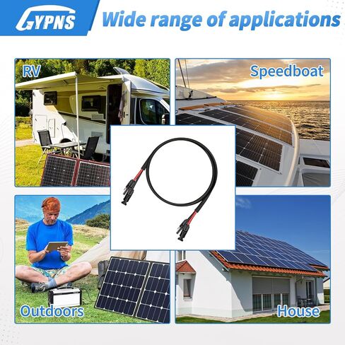Solar Panel Extension Cable 6FT, Twin Wire Female and Male Connector Solar Cable Upgrade Fit for Home and RV Solar Panels Wire Adapter, 10AWG with Flame Retardant Protective Sleeving Solar PV Wires in Saudi Arabia