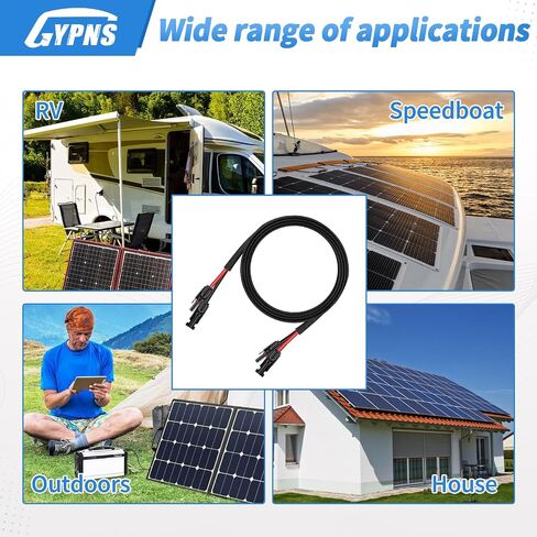 Solar Panel Extension Cable 6FT, Twin Wire Female and Male Connector Solar Cable Upgrade Fit for Home and RV Solar Panels Wire Adapter, 10AWG with Flame Retardant Protective Sleeving Solar PV Wires in Saudi Arabia