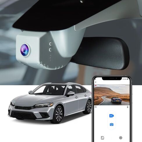 FITCAMX 4K DASH CAM مناسبة لـ Honda Civic 2022 2023 2024 2025 Type R Sport LX Ex Touring ، OEM Factory Look ، UHD 2160p Video ، تسجيل حلقة ، WiFi & App ، G-Sensor ، سهلة التثبيت ، بطاقة 64GB in Kuwait