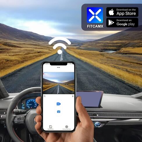 FITCAMX 4K DASH CAM مناسبة لـ Honda Civic 2022 2023 2024 2025 Type R Sport LX Ex Touring ، OEM Factory Look ، UHD 2160p Video ، تسجيل حلقة ، WiFi & App ، G-Sensor ، سهلة التثبيت ، بطاقة 64GB in Kuwait