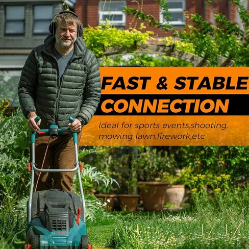 فطائر أذن الراديو الرقمية ، حماية الأذن حماية الأذن مع ميكروفونات الازدهار ، الطاقة بواسطة بطارية AAA ، سماعة رأس Radio Bluetooth AM FM لقص العشب في الهواء الطلق (الأزرق) in Kuwait