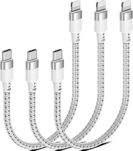 6 بوصة قصيرة USB C إلى كبل البرق 3pack ، 0.5 قدم USB C iPhone Charger Cord NYLON من النوع القصيرة C إلى Cable Lightning Charging for iPhone 14 13 12 11 Pro Max Mini XR XS SE in Kuwait