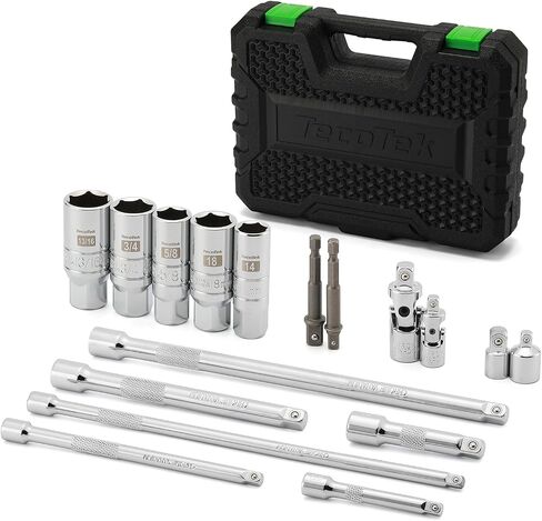 11Pcs 3/8" Drive Spark Plug Socket Set with Click Torque Wrench, Spark Plug Gapper, Universal Joint, Extension Bar, 9/16", 5/8", 3/4", 13/16", 14, 16 and 18mm, CR-V Sockets with Rubber Rings in Saudi Arabia