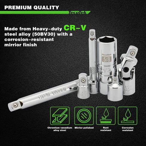 11Pcs 3/8" Drive Spark Plug Socket Set with Click Torque Wrench, Spark Plug Gapper, Universal Joint, Extension Bar, 9/16", 5/8", 3/4", 13/16", 14, 16 and 18mm, CR-V Sockets with Rubber Rings in Saudi Arabia