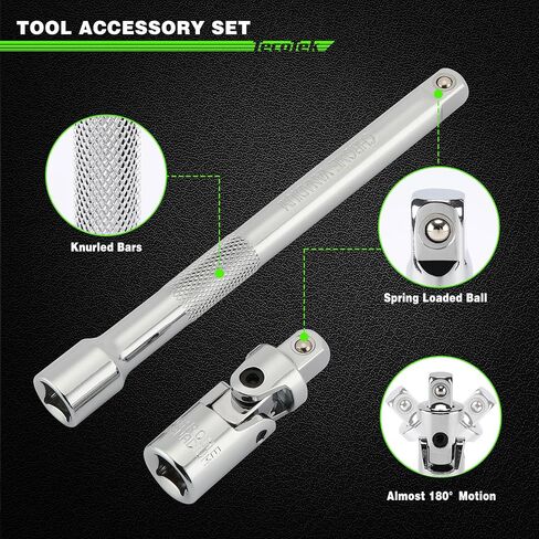 11Pcs 3/8" Drive Spark Plug Socket Set with Click Torque Wrench, Spark Plug Gapper, Universal Joint, Extension Bar, 9/16", 5/8", 3/4", 13/16", 14, 16 and 18mm, CR-V Sockets with Rubber Rings in Saudi Arabia
