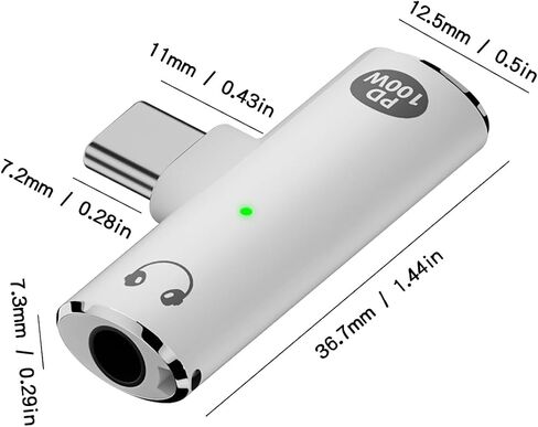 Duttek USB C to 3.5mm Audio Adapter, 2 in 1 USB C to Headphone Jack Adapter and USB C Charge Adapter 100W PD, USBC Headphone Adapter for iPhone 16/15, Pixel 9 (1 Pack-Grey) in Kuwait
