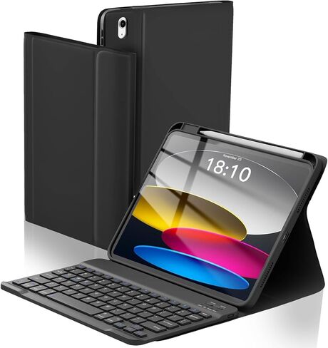 Nokbabo for iPad 10th Generation مع لوحة المفاتيح ، حالة لوحة مفاتيح Folio اللاسلكية المغناطيسية مع حامل قلم رصاص ، لوحة مفاتيح لـ iPad 10th Generation 10.9 بوصة - منتصف الليل in Kuwait