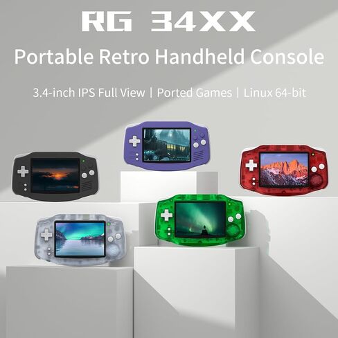 RG34XX Retro Handheld Game Console 3.4 "IPS Screen 32G Linux 64-bit System RG 34XX Console Mame Console Support 5G WiFi Bluetooth ، Streaming ، HD TV Output ، مع حماية حقيبة (Indigo) in Kuwait