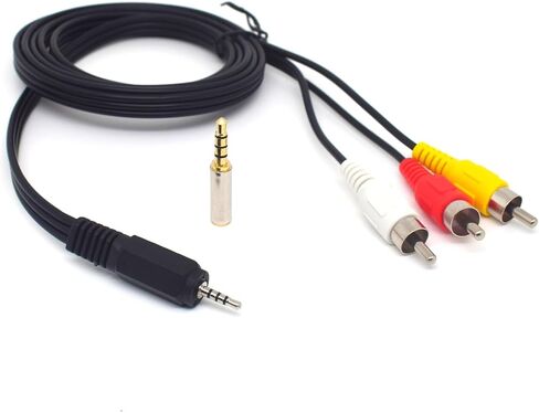 كابل AV 1.5 م/5 أقدام 2.5 مم إلى 3 RCA Aux Jack ، محول من 3.5 مم إلى 2.5 مم للهواتف الذكية ، MP3 ، الأجهزة اللوحية ، مكبرات الصوت ، المسرح المنزلي (مع خط التحويل) in Kuwait