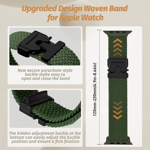 Seltureone Braided Band for Apple Watch Ultra/2 Bands 49mm 46mm 45mm 44mm 42mm Women/Men,Adjustable Parachute Buckle Solo Loop Elastic Stretchy Straps for iWatch Series 10 9 8 7 6 5 4 3 SE Ultra in Kuwait