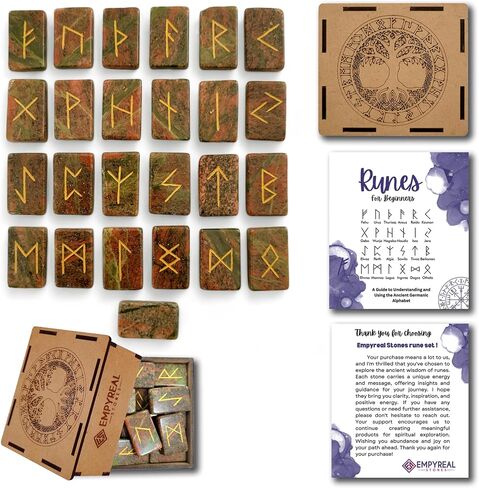 Norse Rune Stones Set, 25 Pieces with Guidebook, Elder Futhark Runes Engraved Divination Stones for Spiritual Growth and Insight (Pink Aventurine) in Saudi Arabia