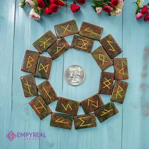 Norse Rune Stones Set, 25 Pieces with Guidebook, Elder Futhark Runes Engraved Divination Stones for Spiritual Growth and Insight (Pink Aventurine) in Saudi Arabia