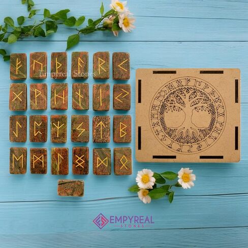 Norse Rune Stones Set, 25 Pieces with Guidebook, Elder Futhark Runes Engraved Divination Stones for Spiritual Growth and Insight (Pink Aventurine) in Saudi Arabia