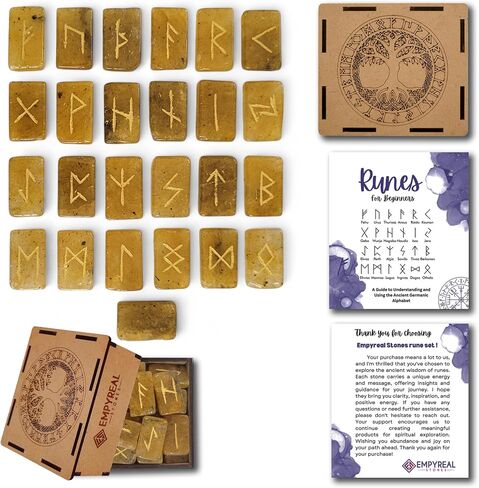 Norse Rune Stones Set, 25 Pieces with Guidebook, Elder Futhark Runes Engraved Divination Stones for Spiritual Growth and Insight (Pink Aventurine) in Saudi Arabia