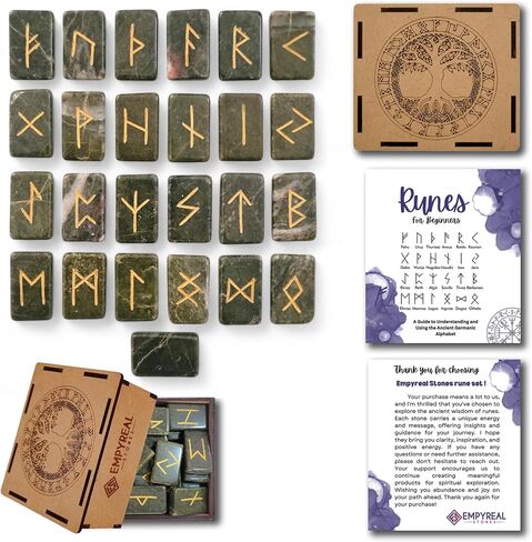 Norse Rune Stones Set, 25 Pieces with Guidebook, Elder Futhark Runes Engraved Divination Stones for Spiritual Growth and Insight (Pink Aventurine) in Saudi Arabia