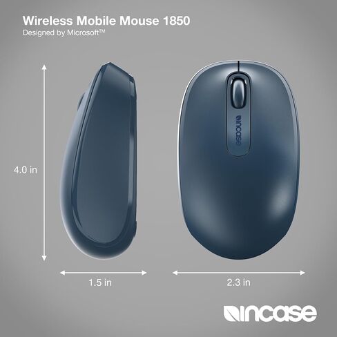 Incase Wireless Mobile Mouse 1850-الذي صممه Microsoft-مضغوط ، مريح ، يمين/يسار ، عمر البطارية لمدة 6 أشهر ، جهاز إرسال الأسلاك النانو ، يعمل مع Mac/Windows 8/10/11 (أسود) in Kuwait