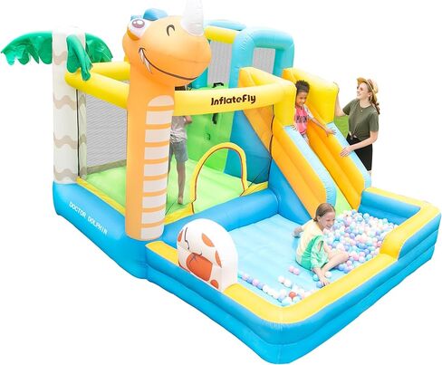 Dinosaur Bounce House Kids Bouncy House Inflatable Slide with Blower, Air Cushion, Ball Pit Pool for Indoor Outdoor in Saudi Arabia