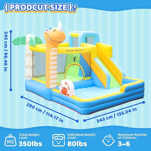 Dinosaur Bounce House Kids Bouncy House Inflatable Slide with Blower, Air Cushion, Ball Pit Pool for Indoor Outdoor in Saudi Arabia