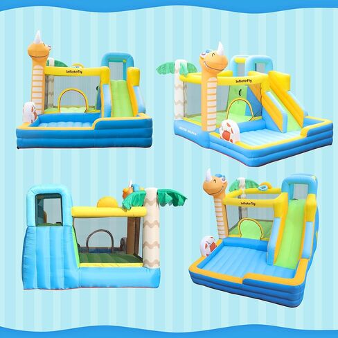 Dinosaur Bounce House Kids Bouncy House Inflatable Slide with Blower, Air Cushion, Ball Pit Pool for Indoor Outdoor in Saudi Arabia