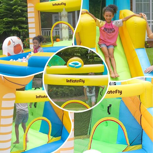 Dinosaur Bounce House Kids Bouncy House Inflatable Slide with Blower, Air Cushion, Ball Pit Pool for Indoor Outdoor in Saudi Arabia