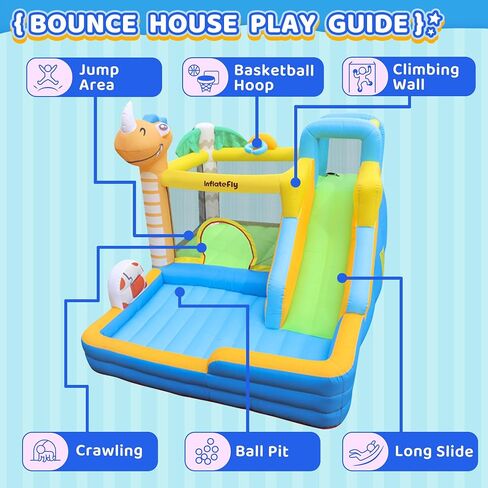 Dinosaur Bounce House Kids Bouncy House Inflatable Slide with Blower, Air Cushion, Ball Pit Pool for Indoor Outdoor in Saudi Arabia