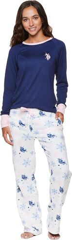 U.S. Polo Assn. Lounge Sets for Women, Pajama Sets for Women 2 Piece with PJ Top and Wide Leg Sweatpants (Dusty Rose, Small) in Saudi Arabia