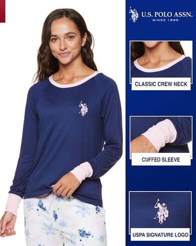 U.S. Polo Assn. Lounge Sets for Women, Pajama Sets for Women 2 Piece with PJ Top and Wide Leg Sweatpants (Dusty Rose, Small) in Saudi Arabia