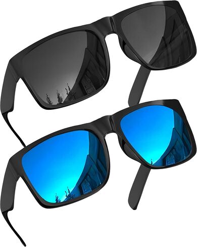 grinderPUNCH 2 Pack XL Polarized Big Wide Frame Large Head Fit Sunglasses for Sports Driving Fishing Glasses in Kuwait