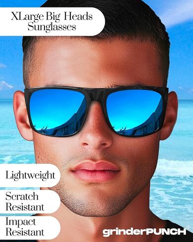 grinderPUNCH 2 Pack XL Polarized Big Wide Frame Large Head Fit Sunglasses for Sports Driving Fishing Glasses in Kuwait