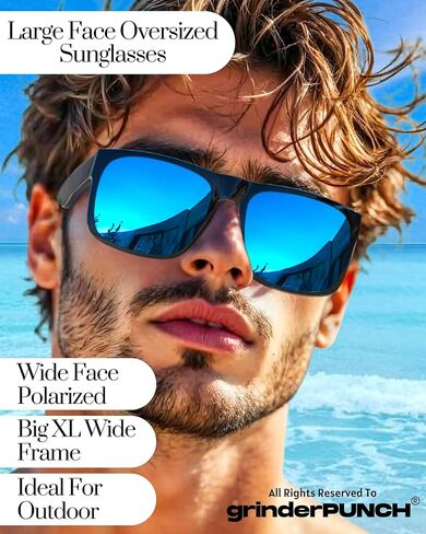 grinderPUNCH 2 Pack XL Polarized Big Wide Frame Large Head Fit Sunglasses for Sports Driving Fishing Glasses in Kuwait